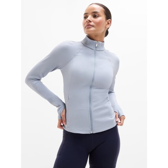 New Athleta M Salutation Ribbed Jacket 2.0 Blue Star Medium - Picture 1 of 6